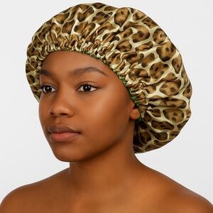 Leopard Print Satin Hair Bonnet